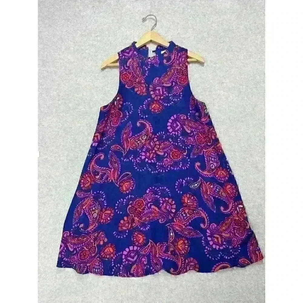 Everly Womens Shift Dress Sz Medium Paisley Sleeveless‎ Floral Vacation Flowy